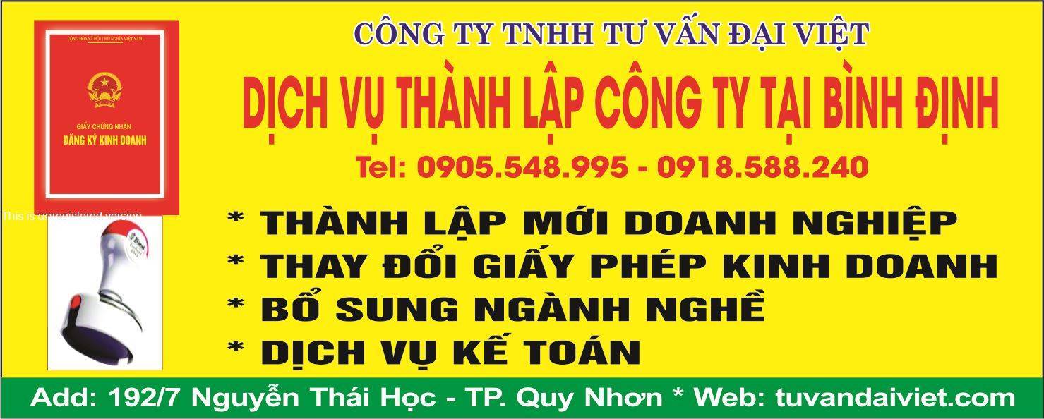 Dịch vụ thành lập doanh nghiệp tại Bình Định