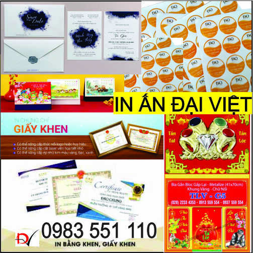 In ấn tem nh&atilde;n hiệu, thiệp cưới, lịch tết, giấy khen, decal Cao L&atilde;nh